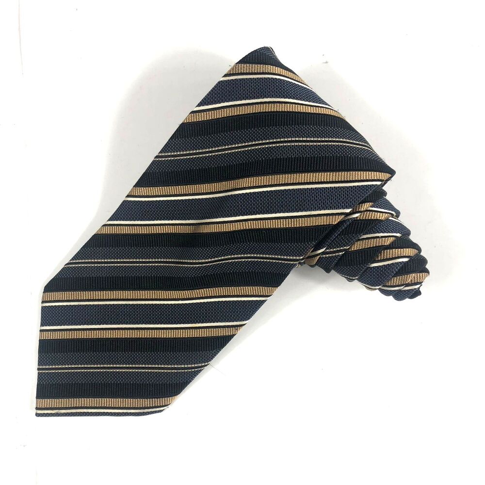 Daniel De Fasson Studio 100% Silk Hand Made Men's Necktie Blue Striped tie